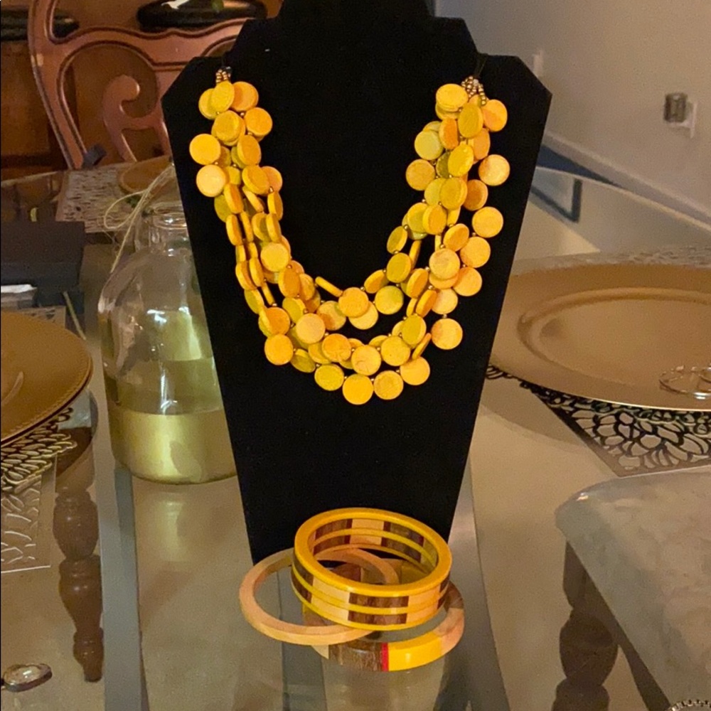 necklace with matching bracelets.